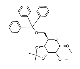 3,4-O-异亚丙基-2-O-甲基-6-O-三苯甲基-α-D-吡喃半乳糖苷甲基结构式