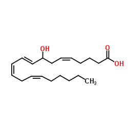 (5E,9Z,11Z,14Z)-8-hydroxyicosa-5,9,11,14-tetraenoic acid structure