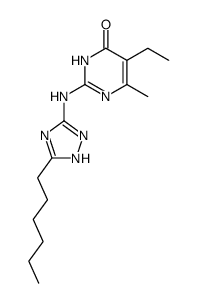 5-hexyl-3-[5-ethyl-6-methyl-4(3H)-pyrimidinon-2-yl]amino-1H-1,2,4-triazole结构式