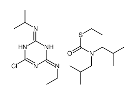 6-chloro-4-N-ethyl-2-N-propan-2-yl-1,3,5-triazine-2,4-diamine,S-ethyl N,N-bis(2-methylpropyl)carbamothioate Structure