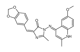 4H-Imidazol-4-one, 3,5-dihydro-5-(1,3-benzodioxol-5-ylmethylene)-3-((( 6-methoxy-2-methyl-4-quinolinyl)amino)-2-methyl- Structure