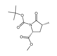(5R,3R)-1-tert-butoxycarbonyl-5-carboxymethyl-3-methyl-2-pyrrolidinone结构式
