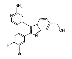 [3-(2-aminopyrimidin-4-yl)-2-(3-bromo-4-fluorophenyl)imidazo[1,2-a]pyridin-7-yl]methanol Structure