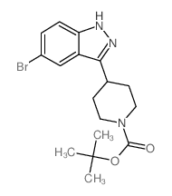 4-(5-溴-1H-吲唑-3-基)哌啶-1-甲酸叔丁酯结构式