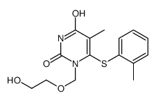 1-(2-hydroxyethoxymethyl)-5-methyl-6-(2-methylphenyl)sulfanylpyrimidine-2,4-dione结构式