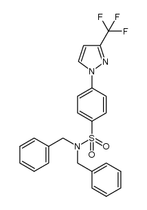 N,N-dibenzyl-4-[3-(trifluoromethyl)-1H-pyrazol-1-yl]benzenesulfonamide结构式