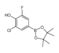 2-chloro-6-fluoro-4-(4,4,5,5-tetramethyl-1,3,2-dioxaborolan-2-yl)phenol Structure