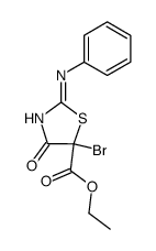 5-bromo-5-carbethoxy-2-phenylimino-thiazolidin-4-one结构式