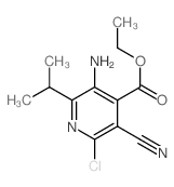 ethyl 5-amino-2-chloro-3-cyano-6-propan-2-yl-pyridine-4-carboxylate结构式
