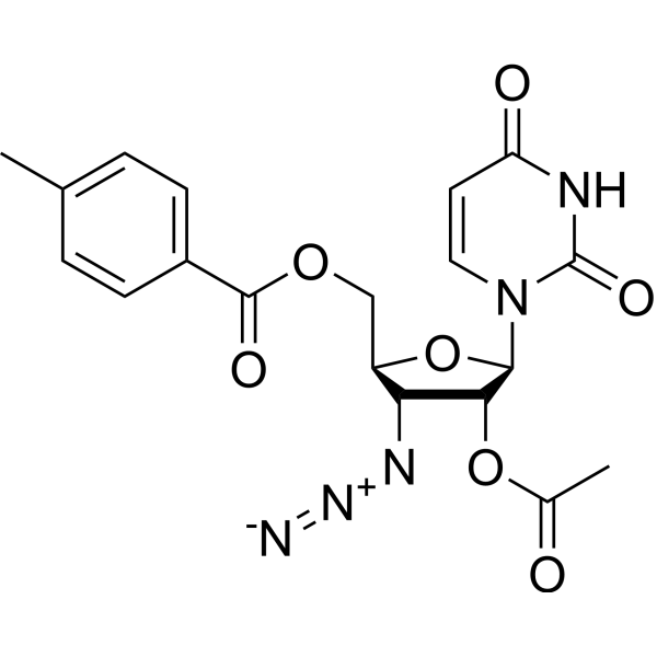 2’-O-Acetyl-3’-azido-5’-O-(4-methylbenzoyl)-3’-deoxyuridine结构式