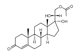 17.20βF-dihydroxy-21-acetoxy-pregnen-(4)-one-(3)结构式