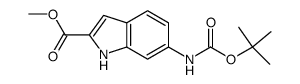 methyl 6-({[(1,1-dimethylethyl)oxy]carbonyl}amino)-1H-indole-2-carboxylate结构式