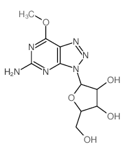 2-(3-amino-5-methoxy-2,4,7,8,9-pentazabicyclo[4.3.0]nona-2,4,7,10-tetraen-9-yl)-5-(hydroxymethyl)oxolane-3,4-diol结构式