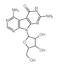 4,7-diamino-9-(β-D-ribofuranosyl)pyrrolo<2,3-d:5,4-d'>dipyrimidin-5-one结构式