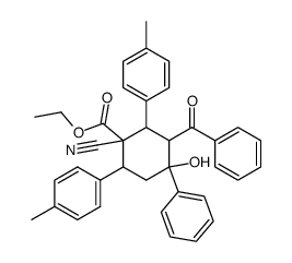 ethyl 3-benzoyl-1-cyano-4-hydroxy-4-phenyl-2,6-di-p-tolylcyclohexane-1-carboxylate结构式