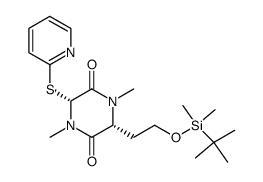 1,4-dimethyl-3-[2-((tert-butyldimethylsilyl)oxy)ethyl]-6-(2-pyridylthio)-2,5-piperazinedione结构式