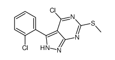 4-chloro-3-(2-chlorophenyl)-6-methylsulfanyl-2H-pyrazolo[3,4-d]pyrimidine结构式