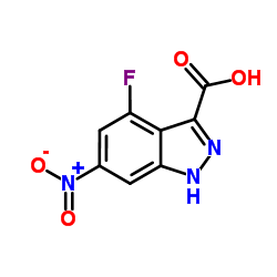 4-FLUORO-6-NITRO-3-(1H)INDAZOLE CARBOXYLIC ACID结构式
