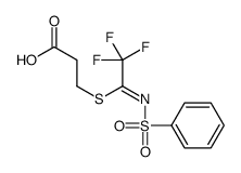 3-[N-(benzenesulfonyl)-C-(trifluoromethyl)carbonimidoyl]sulfanylpropanoic acid Structure