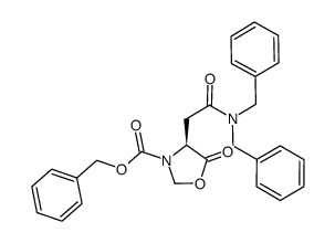 phenylmethyl (4S)-4-{2-[bis(phenylmethyl)amino]-2-oxoethyl}-5-oxo-1,3-oxazolidine-3-carboxylate Structure