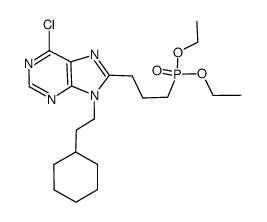 {3-[6-chloro-9-(2-cyclohexylethyl)-9H-purin-8-yl]propyl}phosphonic acid diethyl ester结构式