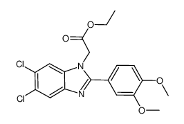 [5,6-dichloro-2-(3,4-dimethoxyphenyl)-1H-benzimidazol-1-yl]-acetic acid ethyl ester结构式
