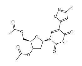 ((2R,3S,5R)-3-acetoxy-5-(5-(3-methylisoxazol-5-yl)-2,4-dioxo-3,4-dihydropyrimidin-1(2H)-yl)tetrahydrofuran-2-yl)methyl acetate结构式