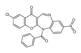 6-benzoyl-2-chloro-9-nitrochromeno[2,3-b][1,5]benzodiazepin-13-one Structure
