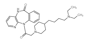 11-[[4-[4-(二乙基氨基)丁基]-1-哌啶基]乙酰基]-5,11-二氢-6H-吡啶并[2,3-b][1,4]苯并二氮杂卓-6-酮图片