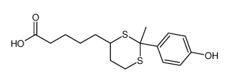 5-(2-(4-hydroxyphenyl)-2-methyl-1,3-dithian-4-yl)pentanoic acid Structure