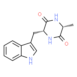 (3R,6R)-3-(1H-Indol-3-ylmethyl)-6-methyl-2,5-piperazinedione结构式