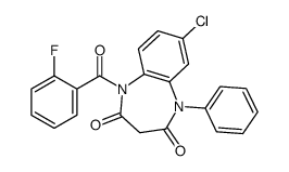 7-chloro-1-(2-fluorobenzoyl)-5-phenyl-1,5-benzodiazepine-2,4-dione Structure