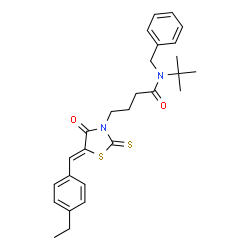 (Z)-N-benzyl-N-(tert-butyl)-4-(5-(4-ethylbenzylidene)-4-oxo-2-thioxothiazolidin-3-yl)butanamide Structure