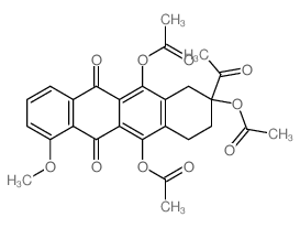 (2-acetyl-5,12-diacetyloxy-7-methoxy-6,11-dioxo-3,4-dihydro-1H-tetracen-2-yl) acetate structure