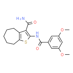 2-(3,5-dimethoxybenzamido)-5,6,7,8-tetrahydro-4H-cyclohepta[b]thiophene-3-carboxamide structure