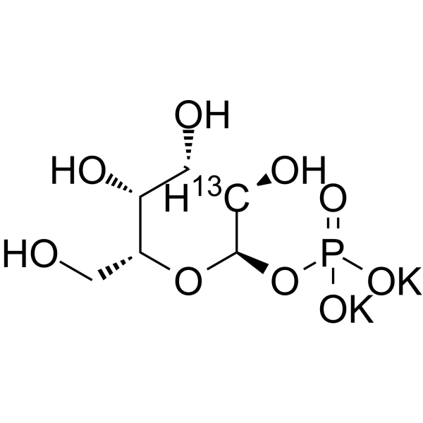 α-D-[2-13C]吡喃并吡喃糖基1-磷酸酯(双钾盐)结构式