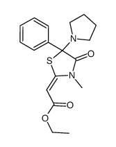 ethyl (2E)-2-(3-methyl-4-oxo-5-phenyl-5-pyrrolidin-1-yl-1,3-thiazolidin-2-ylidene)acetate结构式