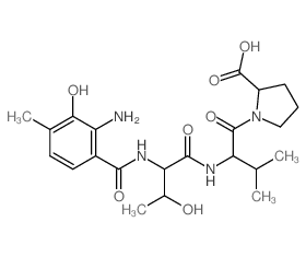 1-[2-[[2-[(2-amino-3-hydroxy-4-methyl-benzoyl)amino]-3-hydroxy-butanoyl]amino]-3-methyl-butanoyl]pyrrolidine-2-carboxylic acid结构式