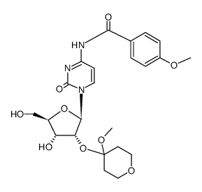 N4-(4-methoxy-benzoyl)-O2'-(4-methoxy-tetrahydro-pyran-4-yl)-cytidine结构式