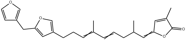 5-[9-[5-(3-Furylmethyl)furan-3-yl]-2,6-dimethyl-4,6-nonadien-1-ylidene]-3-methylfuran-2(5H)-one结构式