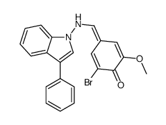 2-bromo-6-methoxy-4-[[(3-phenylindol-1-yl)amino]methylidene]cyclohexa-2,5-dien-1-one Structure