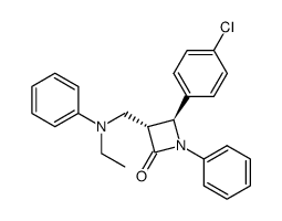 (3R,4R)-4-(4-Chloro-phenyl)-3-[(ethyl-phenyl-amino)-methyl]-1-phenyl-azetidin-2-one Structure