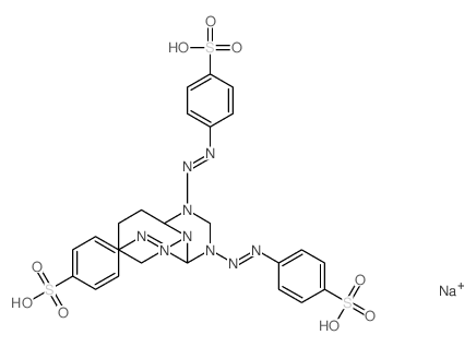 4-[[8,10-bis[(4-sulfophenyl)diazenyl]-8,10,11-triazabicyclo[5.3.1]undec-11-yl]diazenyl]benzenesulfonic acid结构式