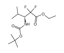 ethyl (3S)-4-methyl-3-(N-tert-butylcarbonyloxy)amino-2,2-difluoropentanoate结构式