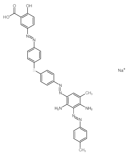 Benzoicacid,5-[2-[4-[[4-[2-[2,4-diamino-5-methyl-3-[2-(4-methylphenyl)diazenyl]phenyl]diazenyl]phenyl]thio]phenyl]diazenyl]-2-hydroxy-,sodium salt (1:1)结构式