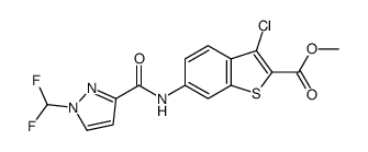 methyl 3-chloro-6-[[1-(difluoromethyl)pyrazole-3-carbonyl]amino]-1-benzothiophene-2-carboxylate结构式