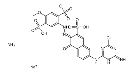 ammonium sodium hydrogen-2-[[6-[(4-amino-6-chloro-1,3,5-triazin-2-yl)amino]-1-hydroxy-3-sulphonato-2-naphthyl]azo]-5-methoxybenzene-1,4-disulphonate结构式
