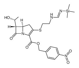 4-nitrobenzyl (5R,6S)-6-((R)-1-hydroxyethyl)-7-oxo-3-((2-(N'-(trimethylsilyl)formimidamido)ethyl)thio)-1-azabicyclo[3.2.0]hept-2-ene-2-carboxylate Structure