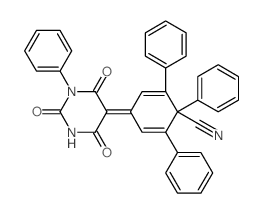 2,5-Cyclohexadiene-1-carbonitrile,1,2,6-triphenyl-4-(tetrahydro-2,4,6-trioxo-1-phenyl-5(2H)-pyrimidinylidene)- Structure