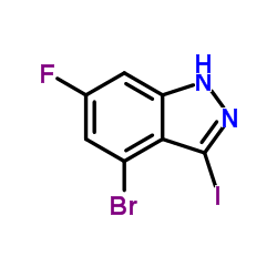 4-溴-6-氟-3-碘-1H-吲唑结构式